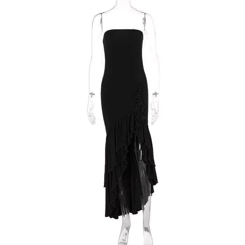 Sultry Elegance Off-Shoulder Maxi – 2024 Summer Ruffle Bodycon Party Dress